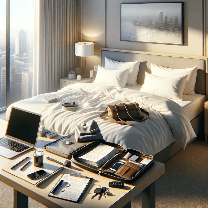 organized hotel room layout for efficient travel